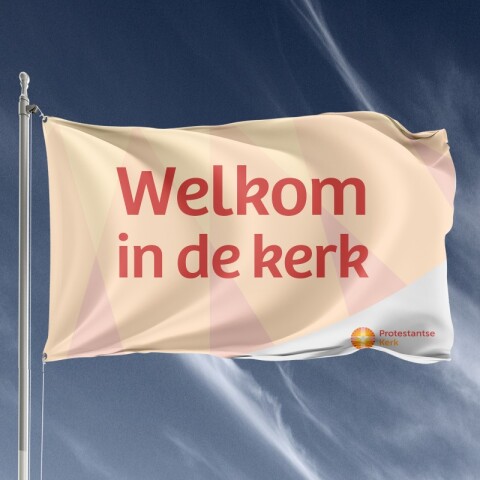 Pkn vlag 100 x 150 welkom in de kerk